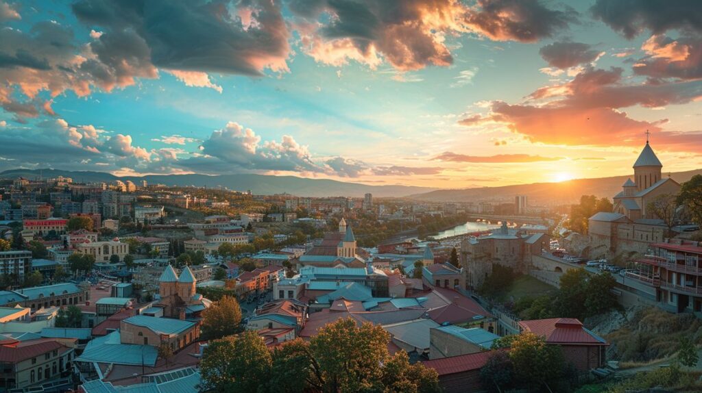 Tiflis otel fiyatları karşılaştırması yapan turistlerin şehir haritasına bakarken çekilmiş fotoğrafı