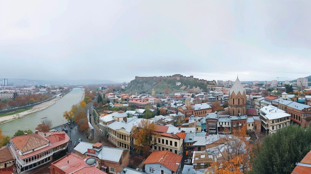 Tiflis gezi rehberi için eski şehir manzarası ve tarihi yapılar