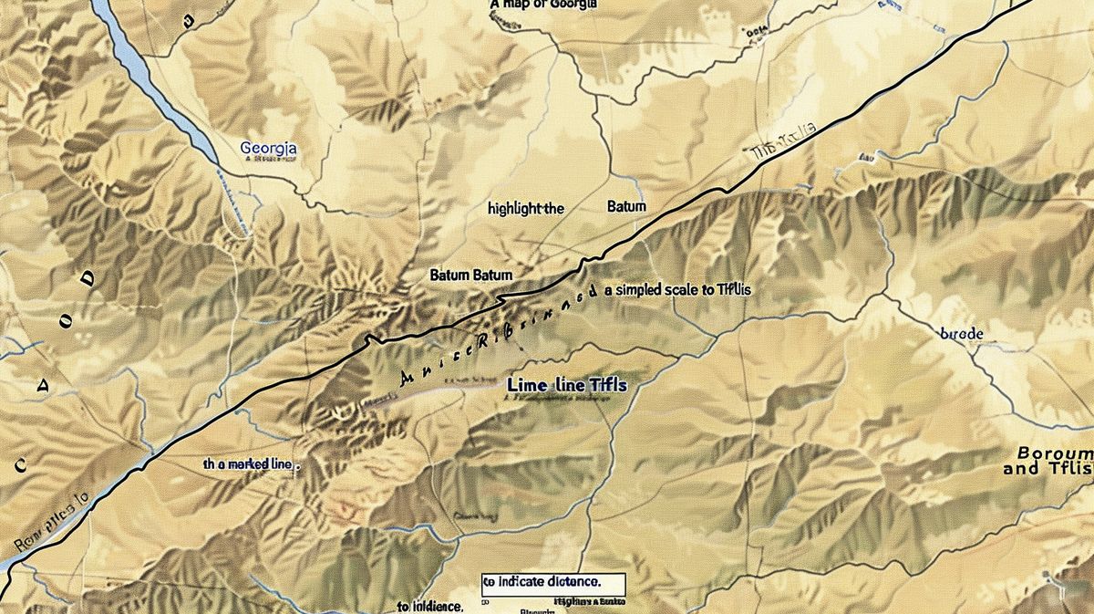 Batum Tiflis arası kaç km olduğunu gösteren harita ve yol detayları içeren fotoğraf
