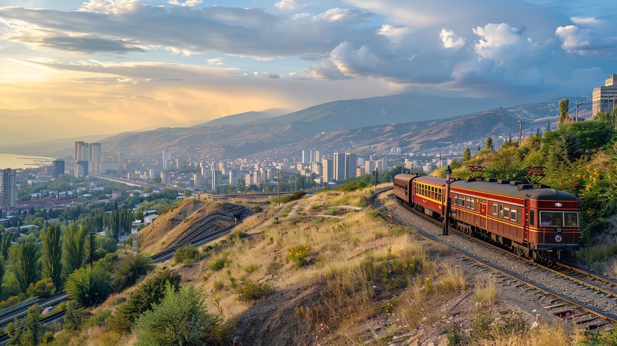 Batum Tiflis tren yolculuğu sırasında çekilmiş manzaralı tren içi görüntü