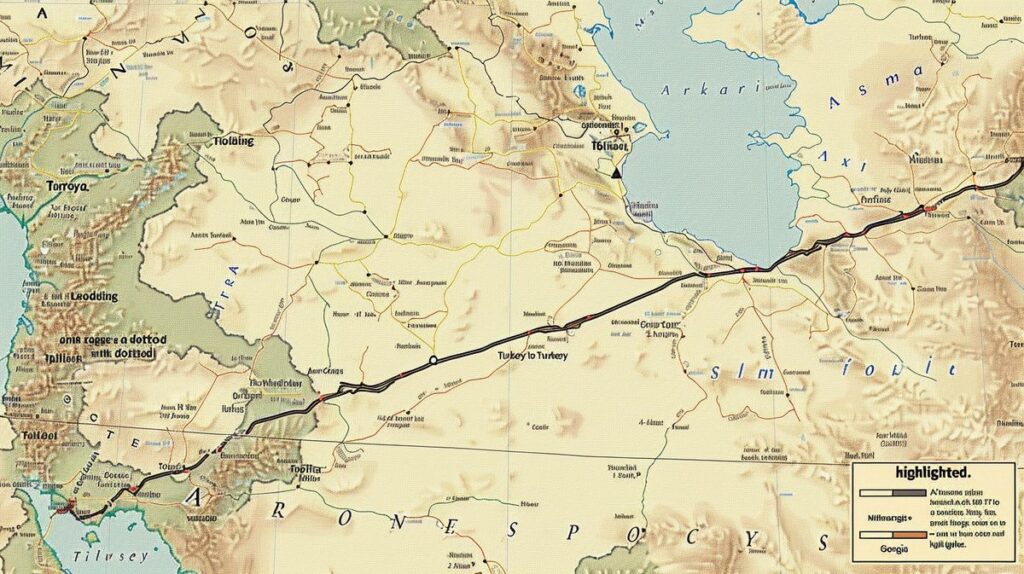 Ankara Tiflis tren yolculuğu haritası ve rotası gösteren detaylı görsel