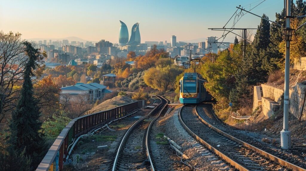 Tiflis Bakü tren güzergahı haritası ve önemli duraklarının gösterildiği detaylı görsel