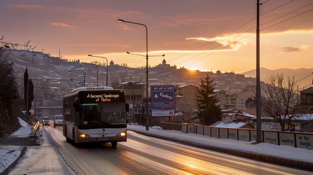 Kars Tiflis otobüs yolculuğu sırasında çekilmiş karlı dağ manzarası