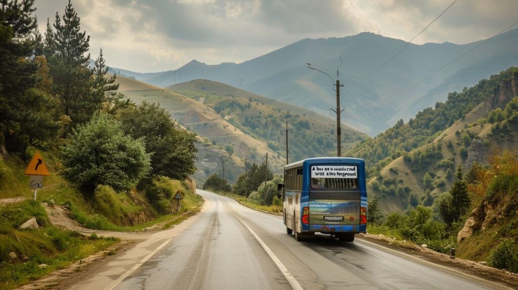 Trabzon Tiflis otobüs bileti satın alan yolcuların otobüste seyahat ettiği anı gösteren fotoğraf