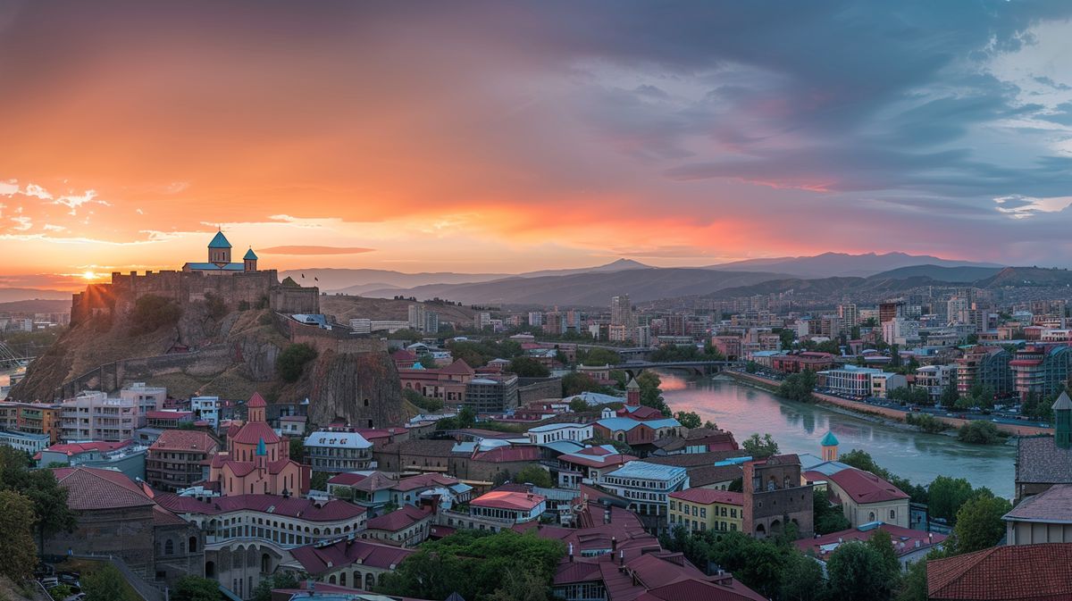 Tiflis nasıl bir yer olduğunu gösteren şehir manzarası