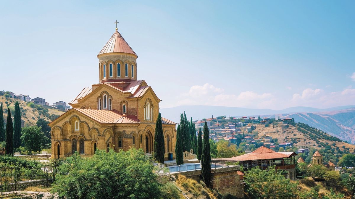 Tiflis kilise manzaralı şehir manzarası