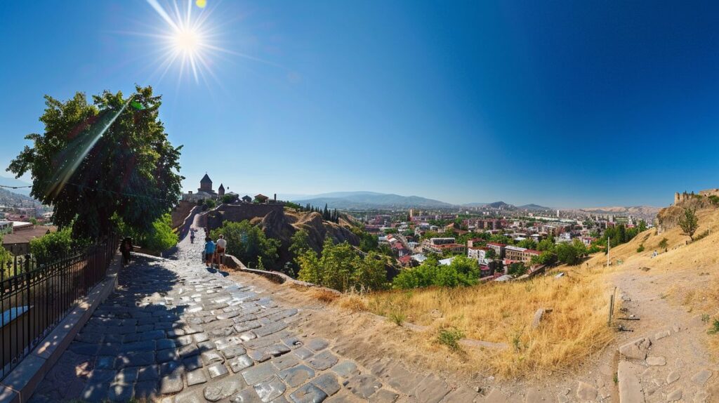 Güneşli bir günde parkta yürüyen insanlar