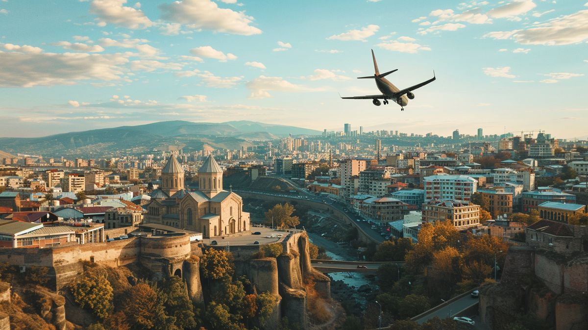 Uçaklı Tiflis turu sırasında çekilmiş güzel şehir manzarası