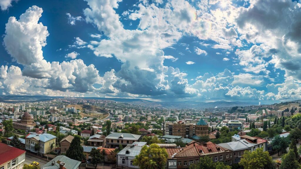 Tiflis hava durumu gösteren grafik ve şehir manzarası